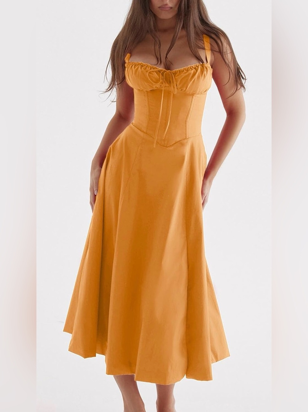 Orange Corset Dress with Adjustable Straps — Tagged S (Fits Like L/XL)